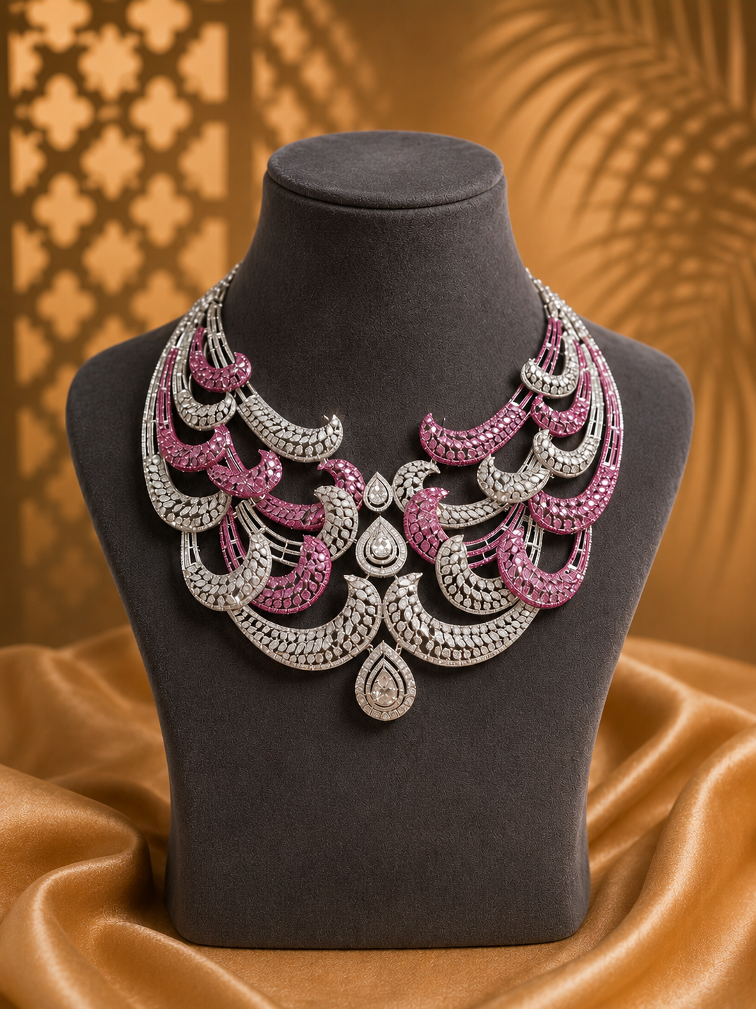Royal Pink Diamond Statement Necklace